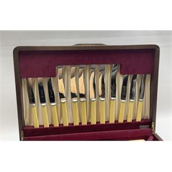 Canteen of cutlery for six place settings, contained within fitted oak case