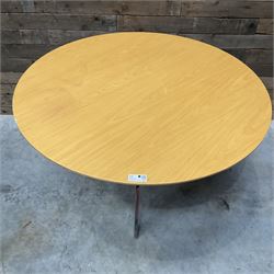 Chrome and beech circular dining table