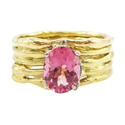 18ct gold single stone pink tourmaline ring, London 2004, tourmaline approx 1.70 carat