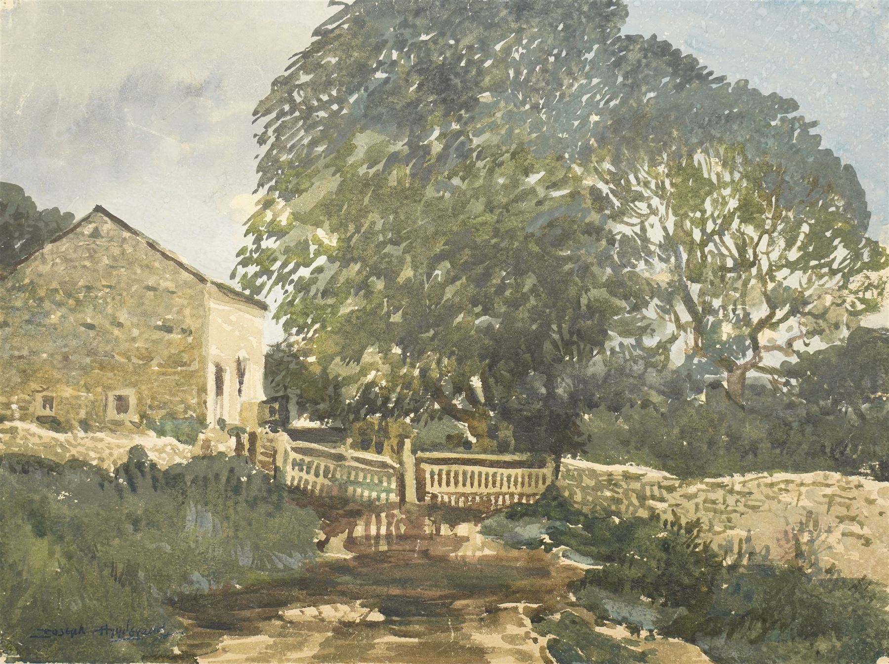 Joseph Appleyard (Yorkshire 1908-1960): The Farmhouse, watercolour signed 29cm x 39cm (unframed)