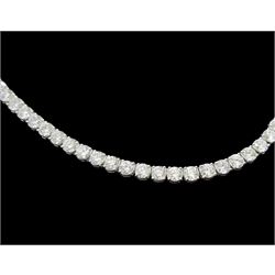 18ct white gold round brilliant cut diamond necklace, stamped 18K, total diamond weight approx 22.25 carat