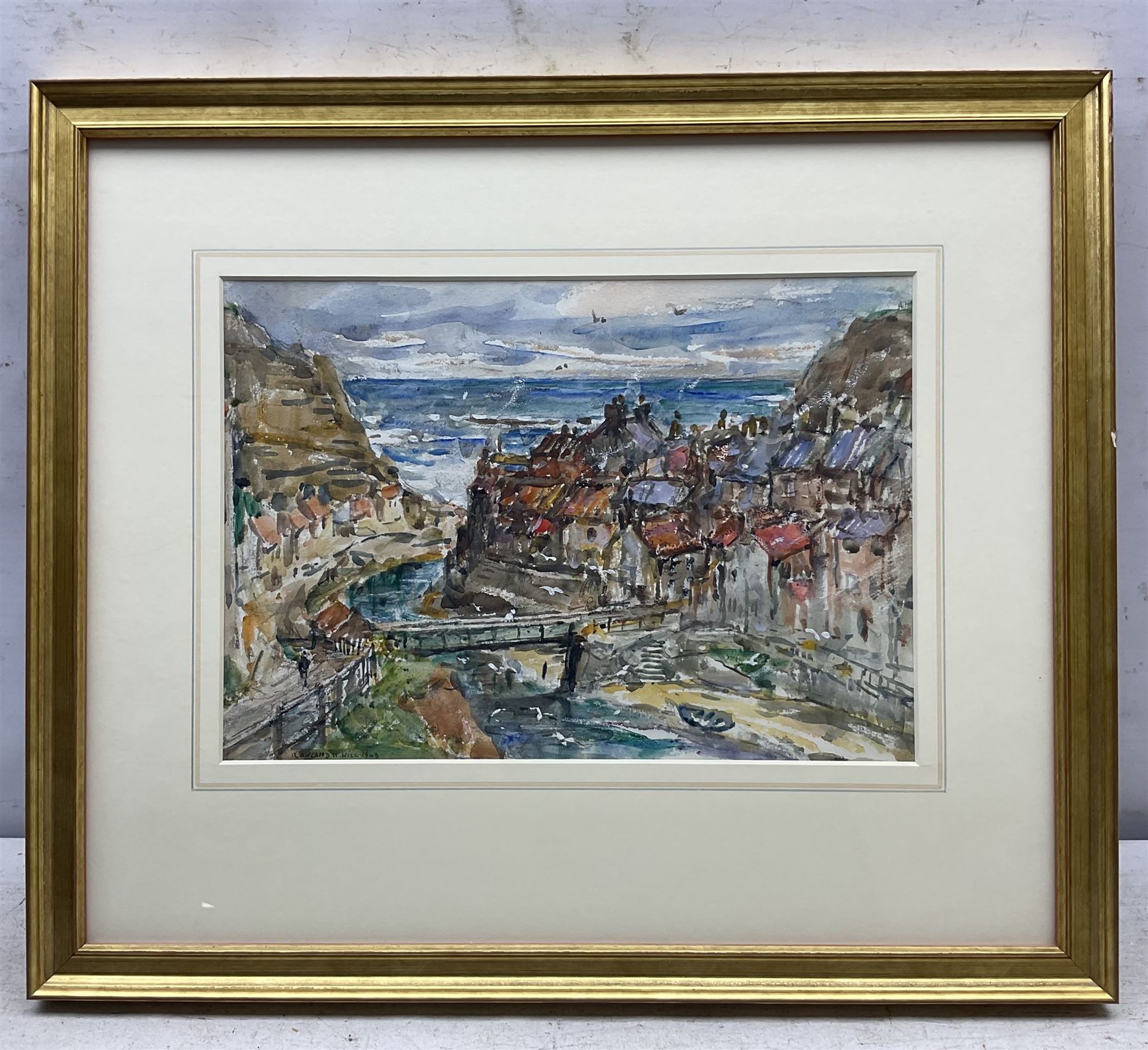 Rowland Henry Hill (Staithes Group 1873-1952): Staithes Beck and Village, watercolour signed and dated 1943, 21cm x 30cm