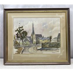 Ernest Midwood (British 1917–1993): Church and Village Scenes, set of three watercolours signed, one dated 1972 38cm x 49cm (3)