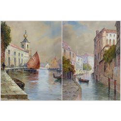 Arthur E Hayes (British 19th Century): Venetian Canals, pair gouaches signed 38cm x 26cm (2)