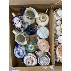 Various ceramics, to include assorted tea wares including a number of Victorian and later teapots, part sets, plates, egg coddlers, etc., in two boxes