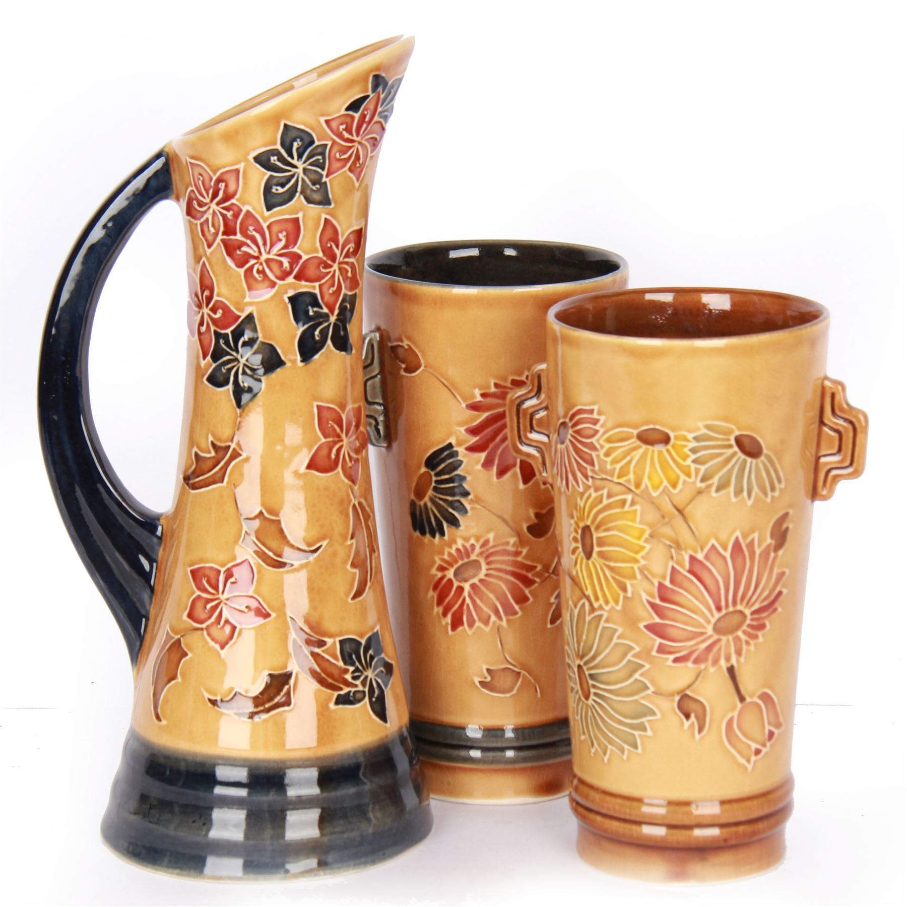 Two Charlotte Rhead for Crown Ducal vases and jug