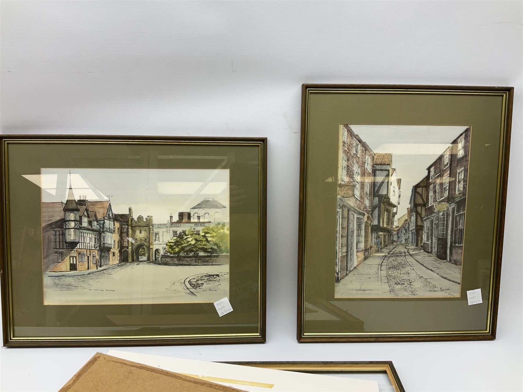 Jane Pearson (British 20th century): 'Coxwold' 'The Shambles York' and Beverley', three watercolours signed and titled 27cm x 37cm (3)