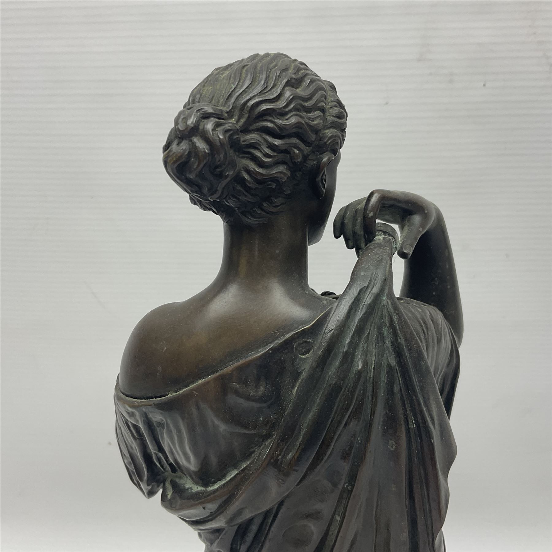 Bronzed figure of a woman in neoclassical dress, H39cm