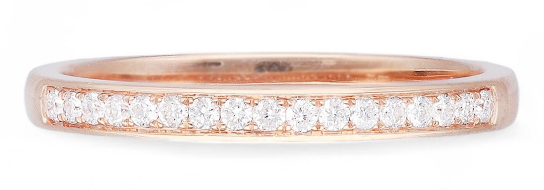 18ct rose gold channel set round brilliant cut diamond half eternity ring, hallmarked, total diamond weight 0.18 carat