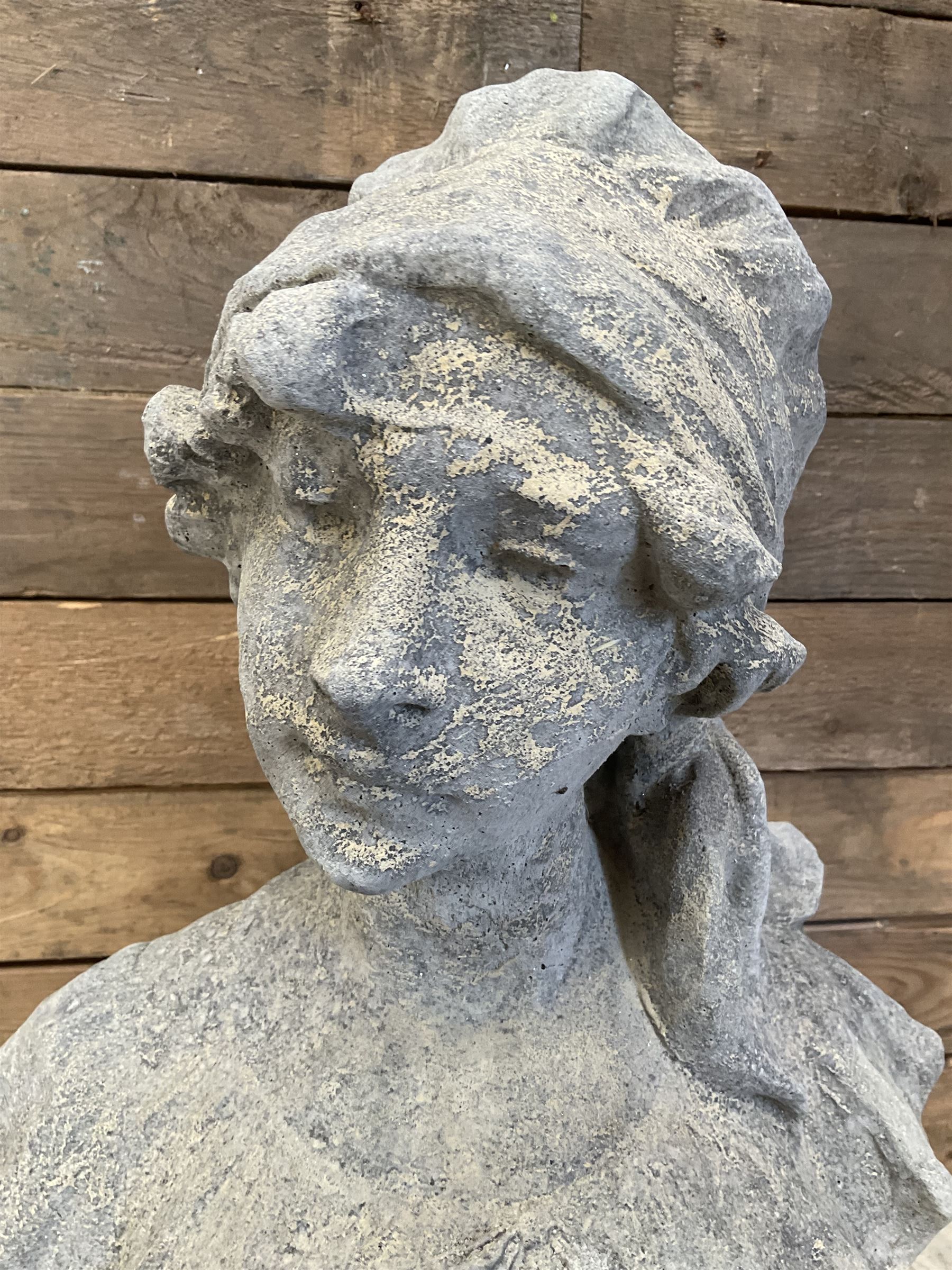 Victorian design cast stone bust depicting Jasmine