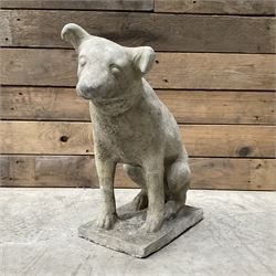 Cast stone garden figure of a Jack Russell terrier