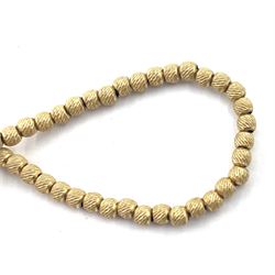 18ct gold bead link chain necklace, stamped 750