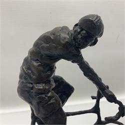 Grant Palmer; Wheels On Fire, limited edition bronze of cyclists, H21cm
