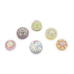 Six millefiori paperweights, including Perthshire paperweight of balubas form the millefio...