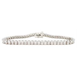 14ct white gold round brilliant cut diamond bracelet, stamped, total diamond weight approx...