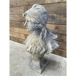 Victorian design cast stone bust depicting Jasmine