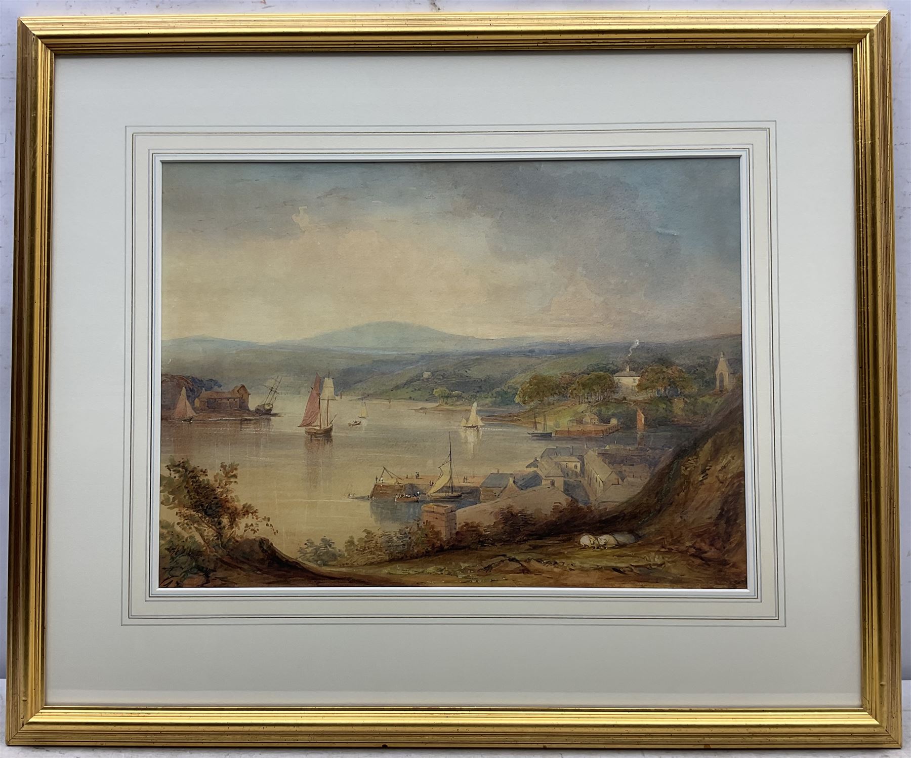 Peter de Wint OWS (British 1784-1849): Tranquil Harbour Scene, watercolour unsigned 36cm x 48cm