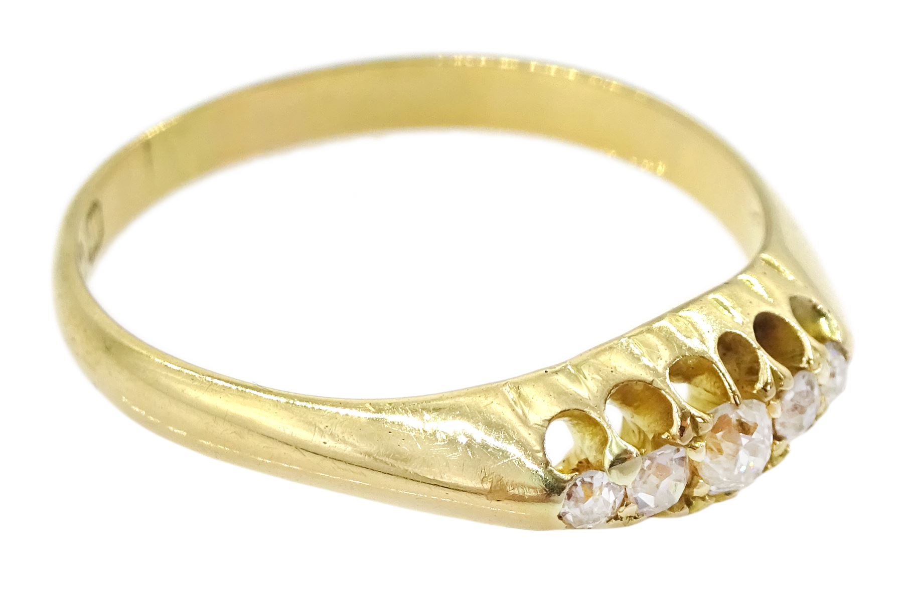 Victorian 18ct gold five stone old cut diamond ring, Birmingham 1896