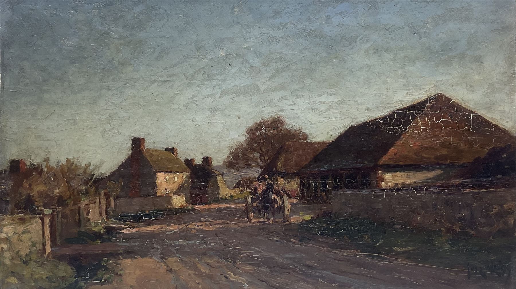 José Weiss (French 1859-1919): Outside the Artist's House - Sussex, oil on canvas signed 37cm x 63cm