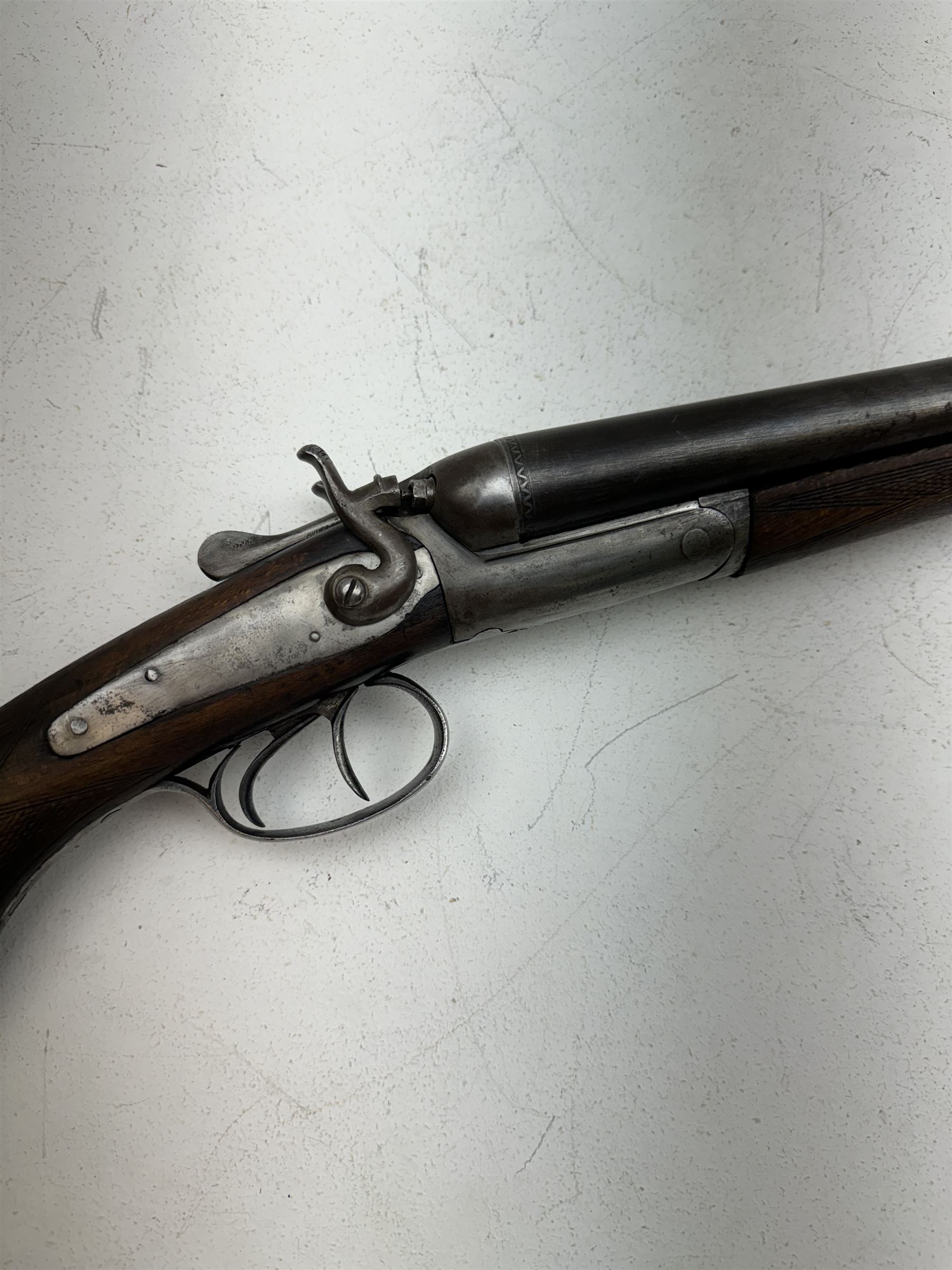 SHOTGUN CERTIFICATE REQUIRED - Belgian folding double barrel hammer shotgun with 76cm(30