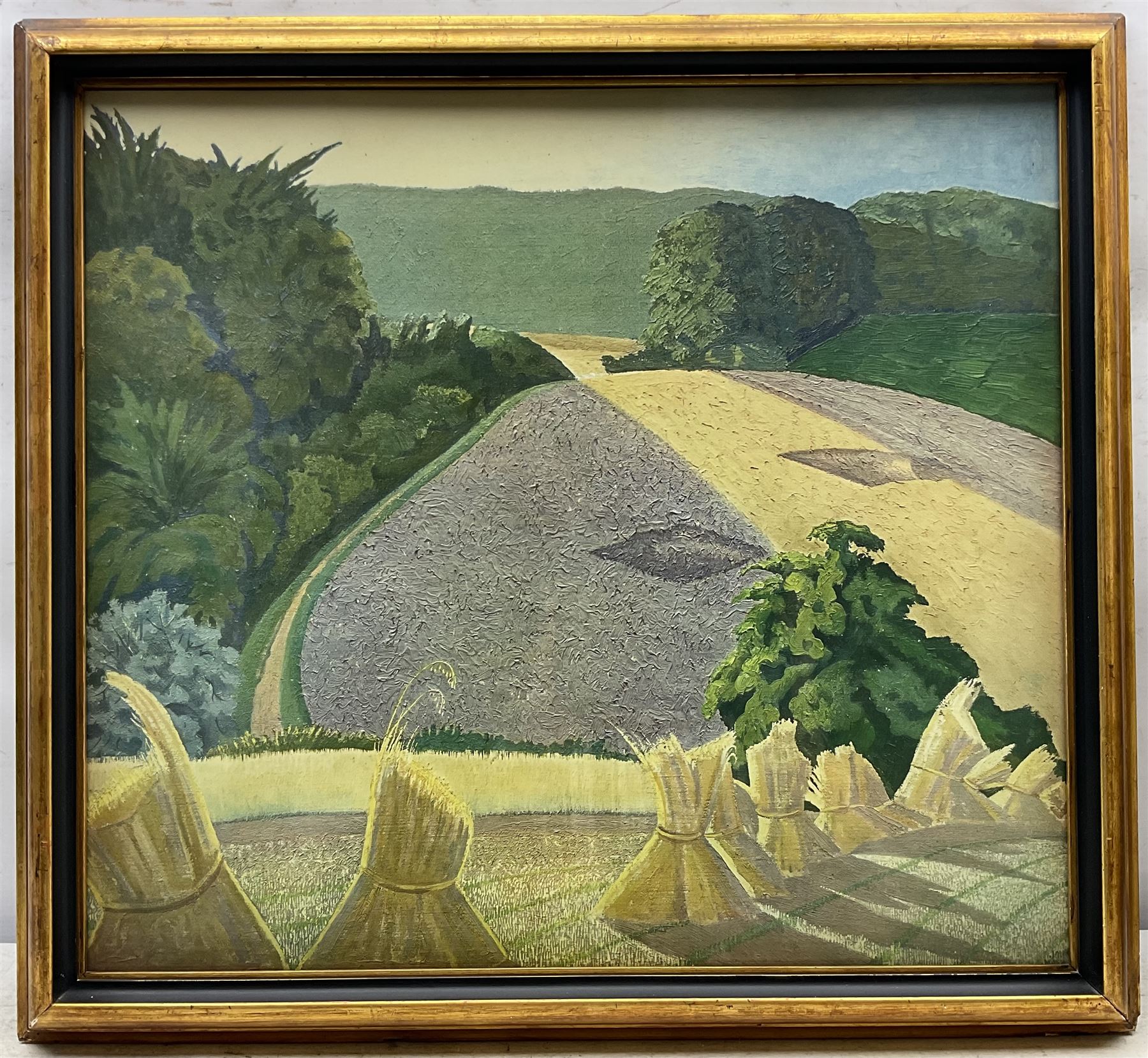 After John Nash CBE RA (1893-1977): 'The Cornfield', print, original title label verso 47cm x 52cm