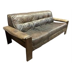 Mid-to-late 20th century vintage leather sofa