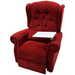 Willowbrook - Hanbury adjustable reclining armchair upholstered in buttoned back wine fabric, head cushion, tray table