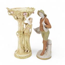 Royal Dux centrepiece, modelled as a female figures picking an apple, together with  Royal...