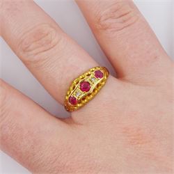 Early 20th century 18ct gold five paste and diamond ring, Birmingham 1915