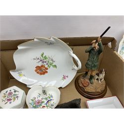 Modern Meissen leaf dish, Country Artists figure, trinket boxes including Jasperware example and a collection of other ceramics and collectables