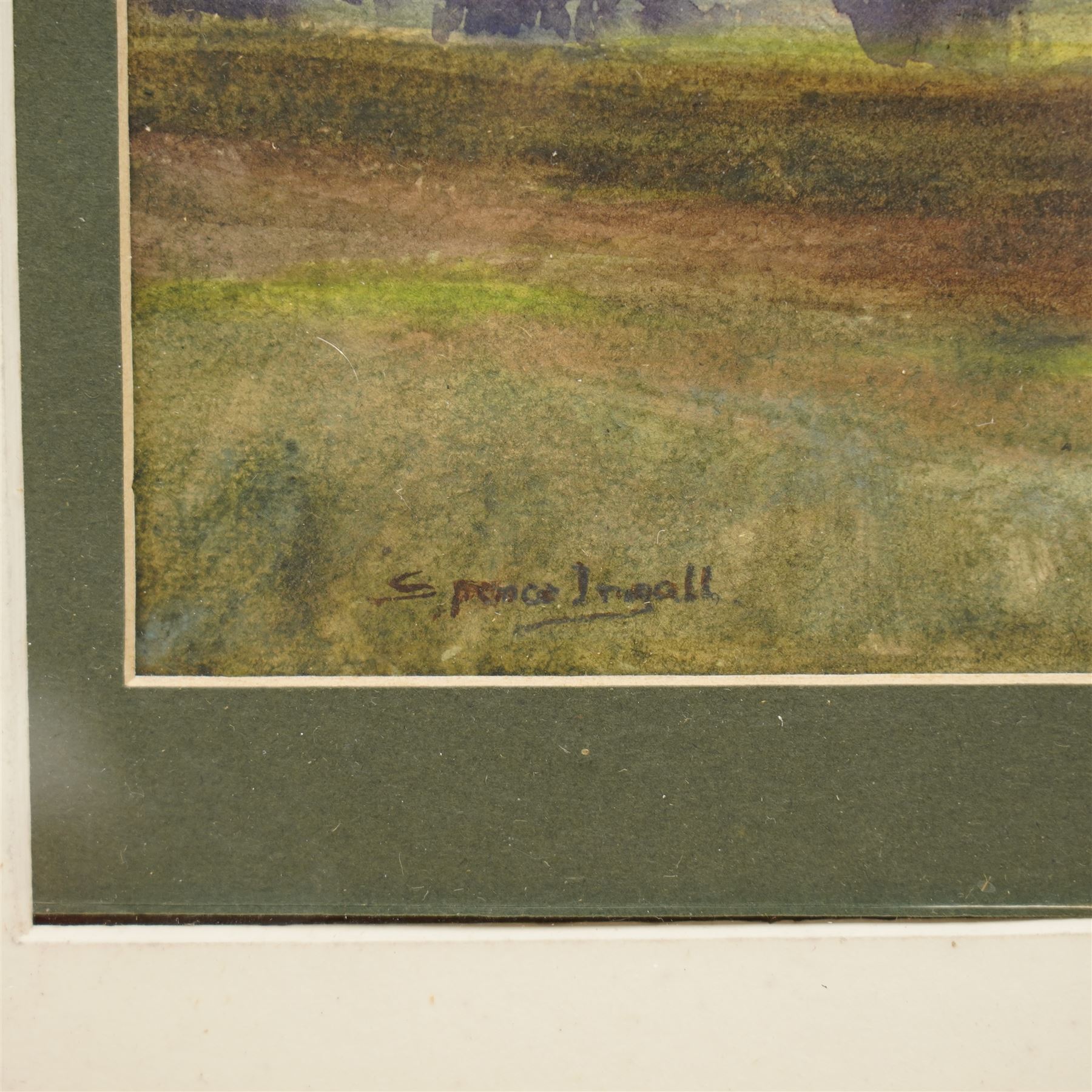 John Spence Ingall (Staithes Group 1850-1936): Flatland Landscape with Trees and Clouds, watercolour signed 25cm x 35cm