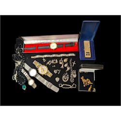 Silver jewellery, including charms, three bracelets and pendant, together with a Seiko wristwatch, Skagen wristwatch, costume jewellery and  a lighter