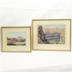 William Fleming Vallance RSA (Scottish 1827-1904): 'Harris Centre Lode' and  'Harris North Lode Near Roval' Industrial Landscapes, two watercolours unsigned, titled dated 1874 and attributed verso max 26cm x 37cm (2)