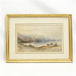 Gabriel Carelli (Italian 1821-1900): The Amalfi Coast, watercolour signed 19cm x 31cm 