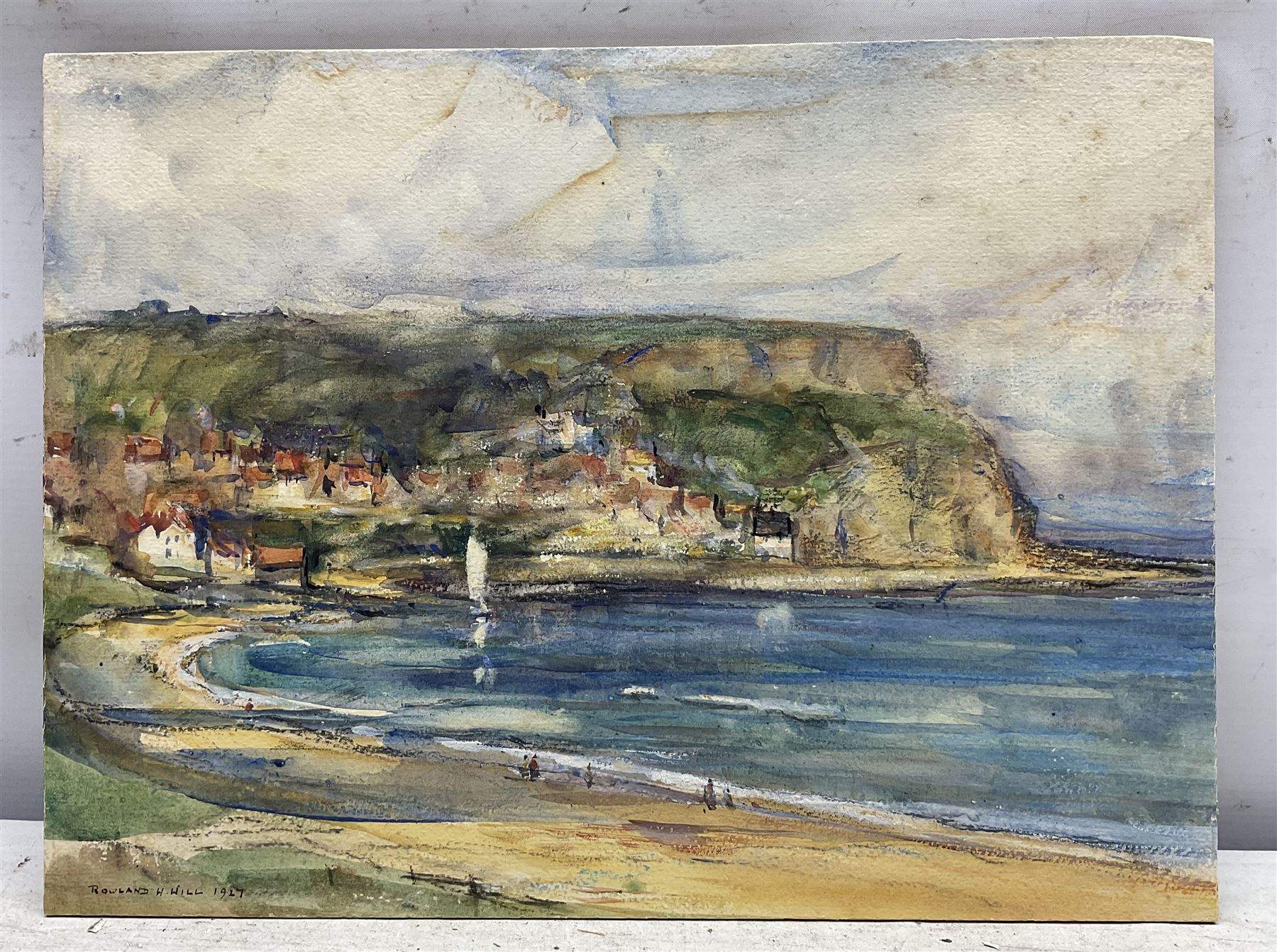 Rowland Henry Hill (Staithes Group 1873-1952): Runswick Bay, watercolour signed and dated 1927, 27cm x 36cm (unframed)