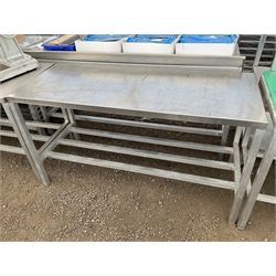 Aluminium framed preparation table with stainless steel top, barred under-tier - THIS LOT IS TO BE COLLECTED BY APPOINTMENT FROM DUGGLEBY STORAGE, GREAT HILL, EASTFIELD, SCARBOROUGH, YO11 3TX