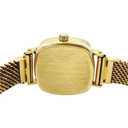 Tissot ladies 9ct gold quartz wristwatch, Sheffield import mark 1985, on 18ct gold bracelet, stamped 750