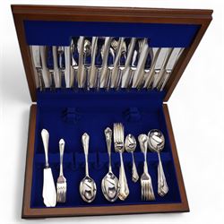 Cased set of Grenadier silver plated and stainless steel cutlery, with a matched set of six silver plated fish knives and forks 