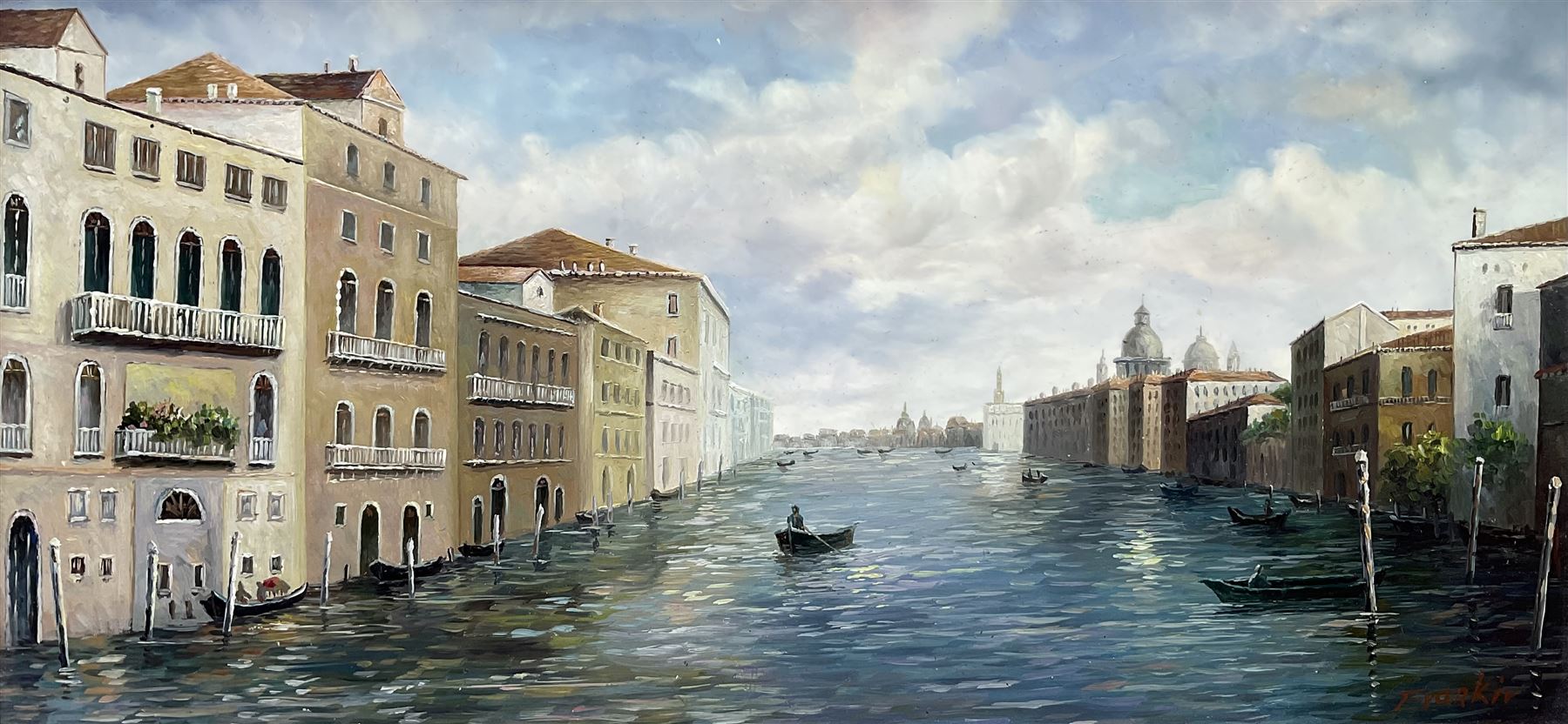 Italian School (20th Century): Venetian Canal, oil on panel indistinctly signed 19cm x 39cm 