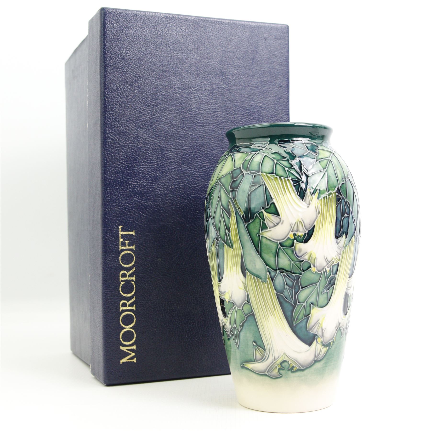 Moorcroft Collectors Club ovoid form vase decorated in the Angels Trumpet pattern by Anji Davenport, no. 962, signed and dated 1998, H19cm, boxed 