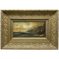 H Melville (British 19th Century): Seascapes at Sunset, pair oils on canvas signed 19cm x 39cm (2)