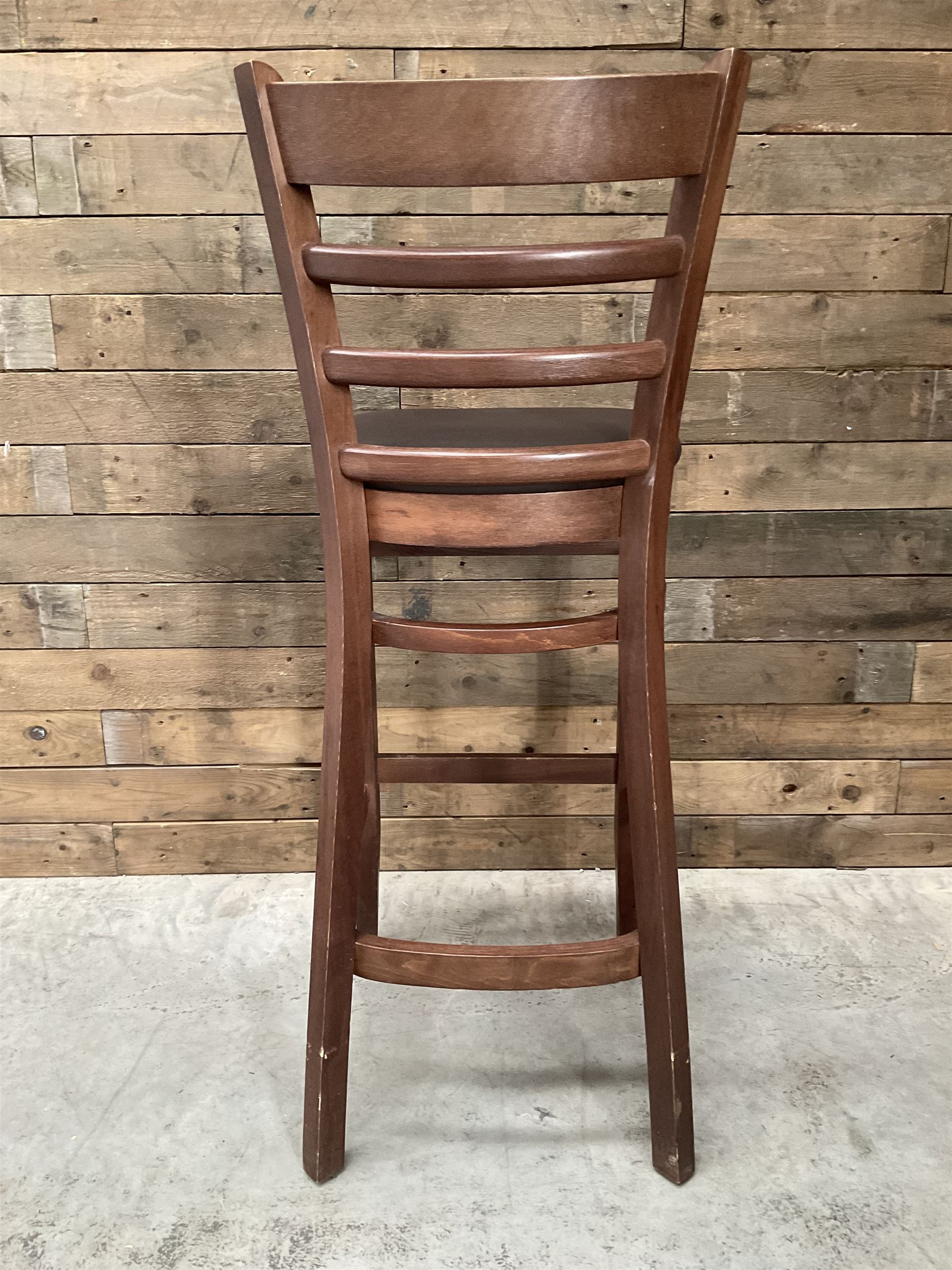 6 x dark walnut low back bar stool, faux leather seat