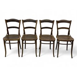 Jacob & Josef Kohn - set of four early 20th century Austrian bentwood chairs, each with ca...