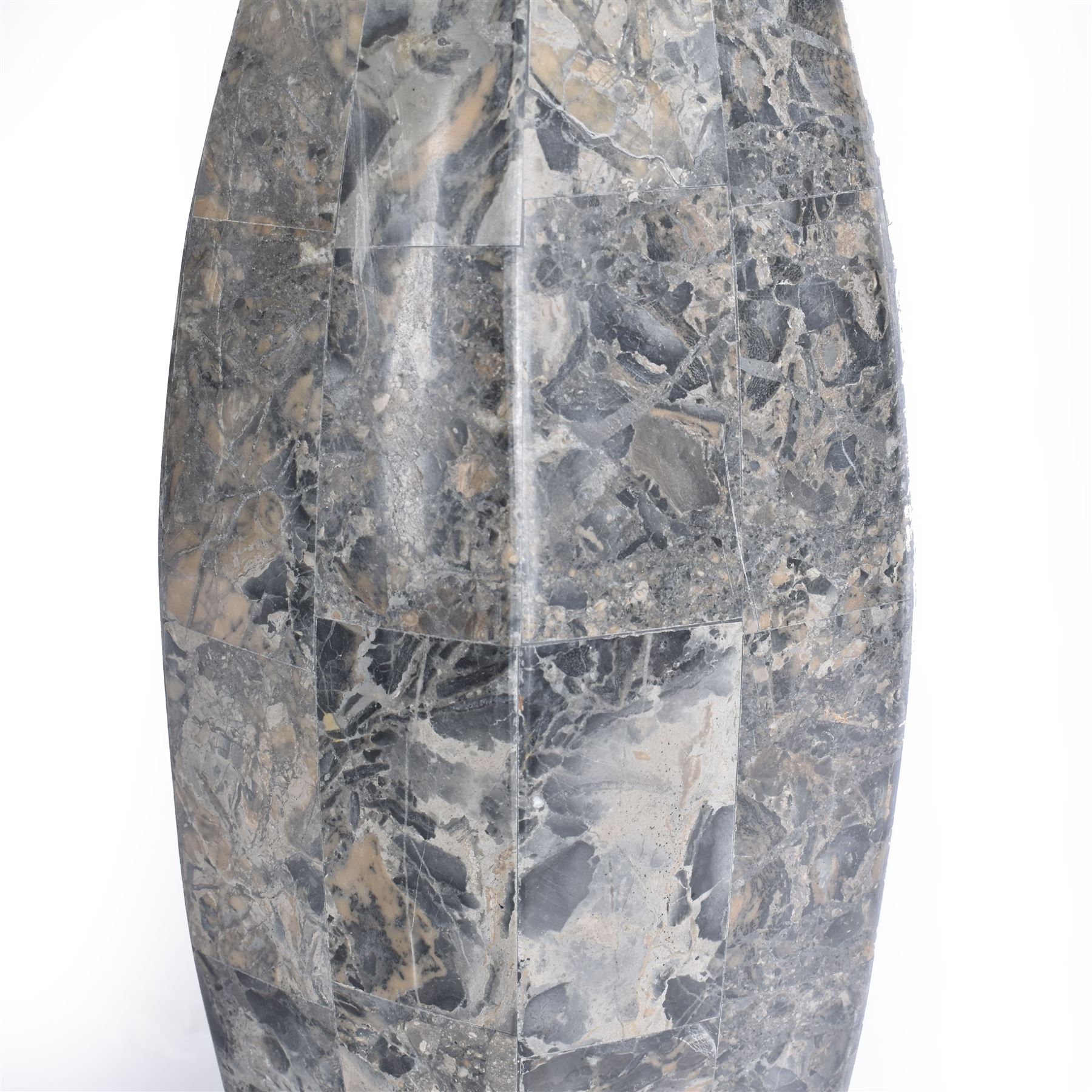 Marble mosaic vase, of hexagonal form, H45cm