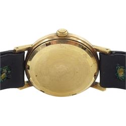 Rotary gentleman's 9ct gold manual wind wristwatch, Birmingham 1964, on black leather strap 