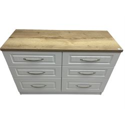 Oak and white finish six drawer chest 