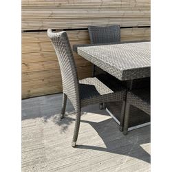  1 x Skyline Design square rattan garden table and four chairs