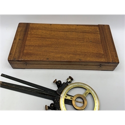  Kelvin & Hughes Ltd. maritime Station Pointer with brass and silvered dial and black crackled arms, No. CAT2263 220, in original fitted mahogany box with arm extensions L50cm  