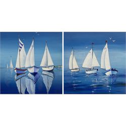 Anne Fryers (Northern British 1947-): Sailing Boats, acrylic signed 24cm x 24cm 