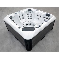 Platinum Spas Santorini 846A 6 person hot tub, with five seats and a lounger,  52 multiple...